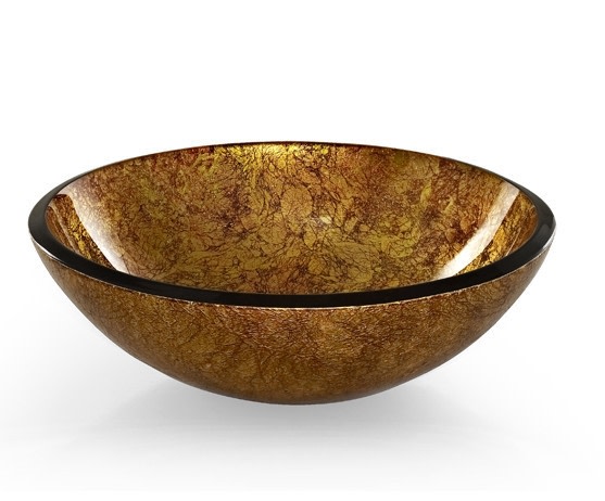 Photos - Bathroom Sink Vessel Ryvyr RVE165 16-1/2" Tempered Glass   Metallic Gold Sinks s Sinks Only RVE165MGD 