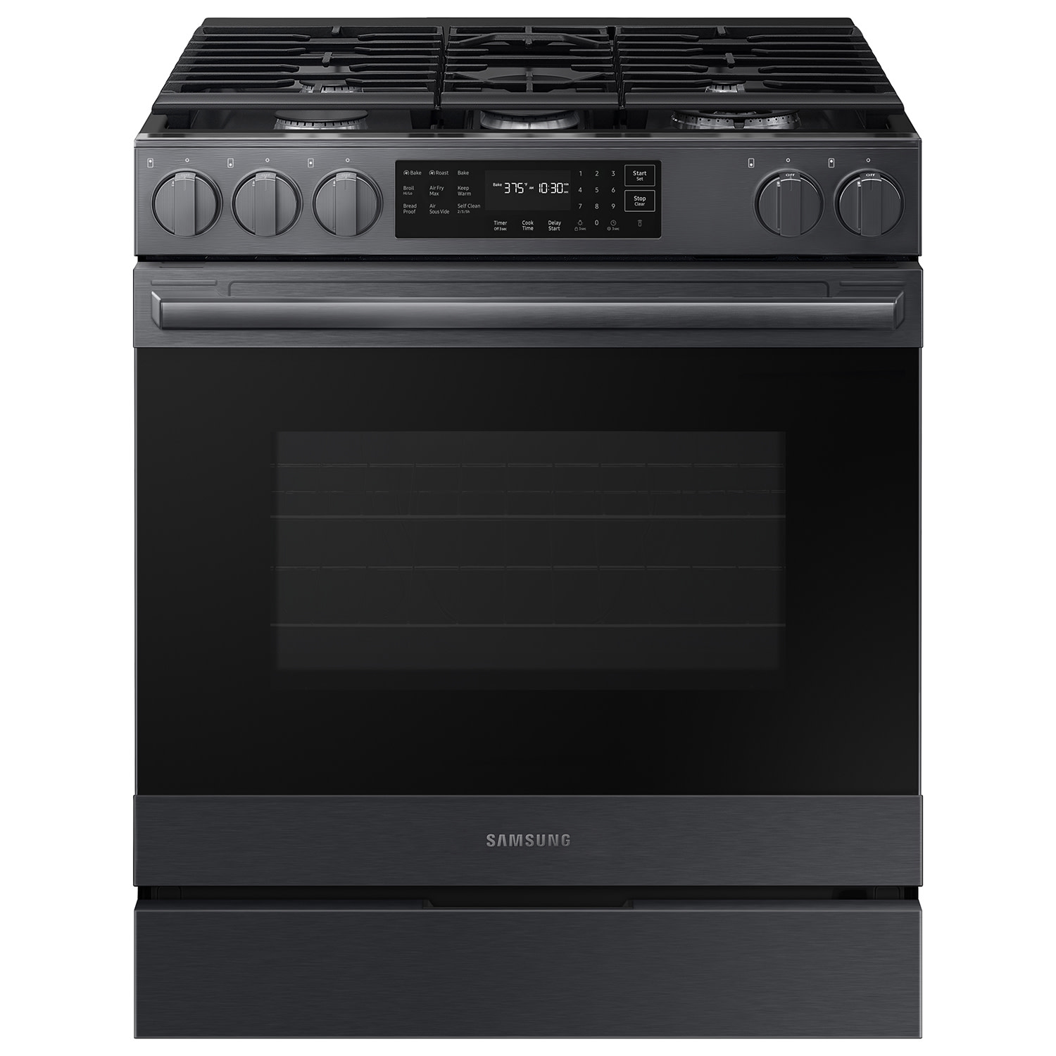 Photos - Cooker Samsung NSG80H60S 30 Inch Wide 6 Cu. Ft. Slide In Gas Range with True Convection and No Preheat Air Fry Max Matte Black Stee 