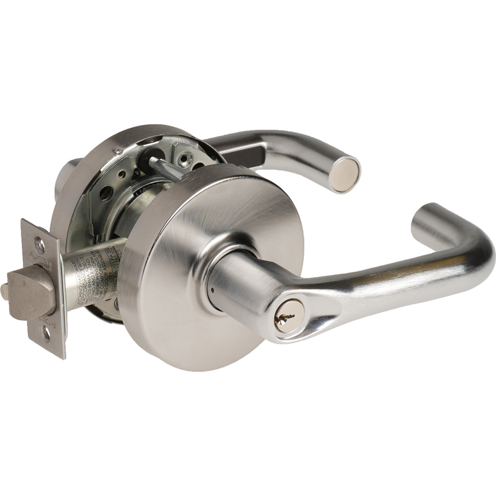Sargent 10G37LJ 10 Line Panic Proof Grade 1 Keyed Entry Classroom Door Lever Set with J Lever Satin Chrome Commercial Door Hardware Door Levers Keyed