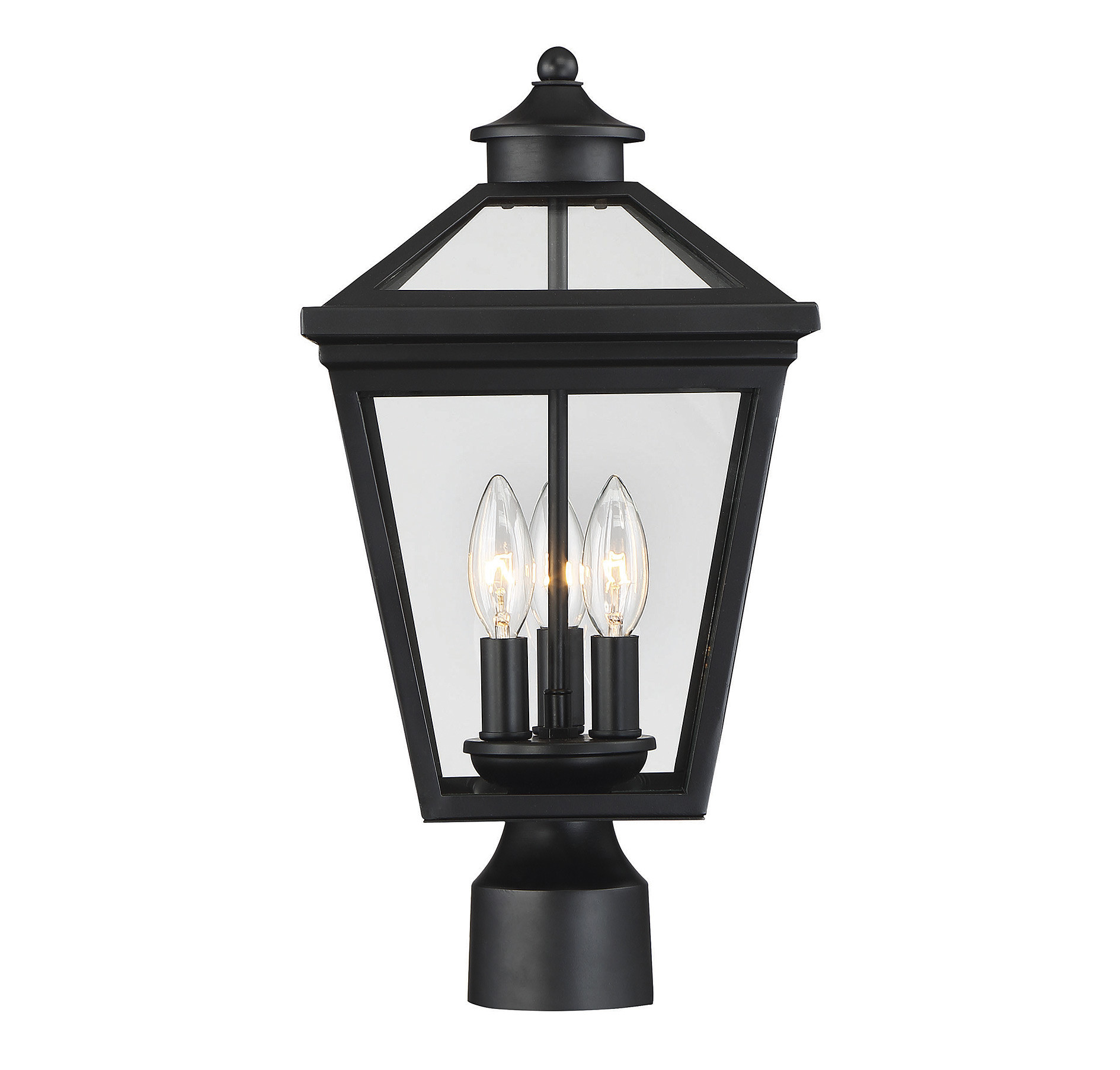 Photos - Floodlight / Street Light SAVOY House 5-147 Ellijay 3 Light 17.5" Tall Outdoor Post Light With Clear Glass Panels Black Outdoor Lighting Post Lights P 