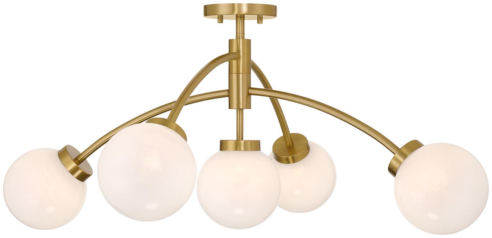 Photos - Chandelier / Lamp Savoy House 6-6199-5 Redfield 5 Light 36" Wide LED Semi-Flush Ceiling Fixture / Converts to Pendant Warm Brass Indoor Lighti