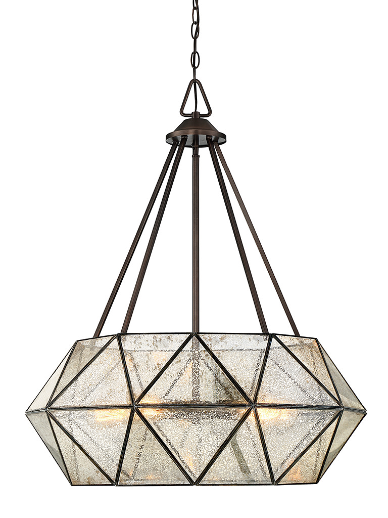 Photos - Chandelier / Lamp SAVOY House 7-9009-5 Tartan 5 Light 28" Wide Chandelier with Mercury Glass Shade Oiled Burnished Bronze Indoor Lighting Chan 