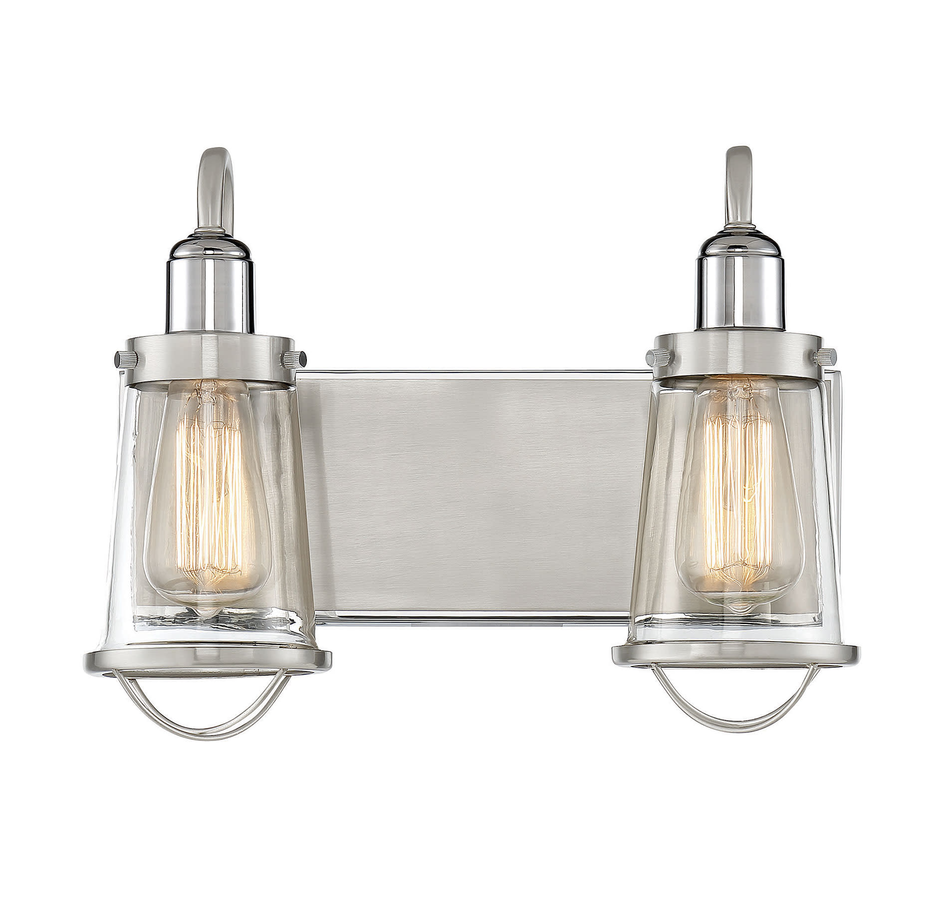 Photos - Chandelier / Lamp SAVOY House 8-1780-2 Lansing 2 Light 13-1/2" Wide Bath Bar Satin Nickel w/ Polished Nickel Accents Indoor Lighting Bathroom 