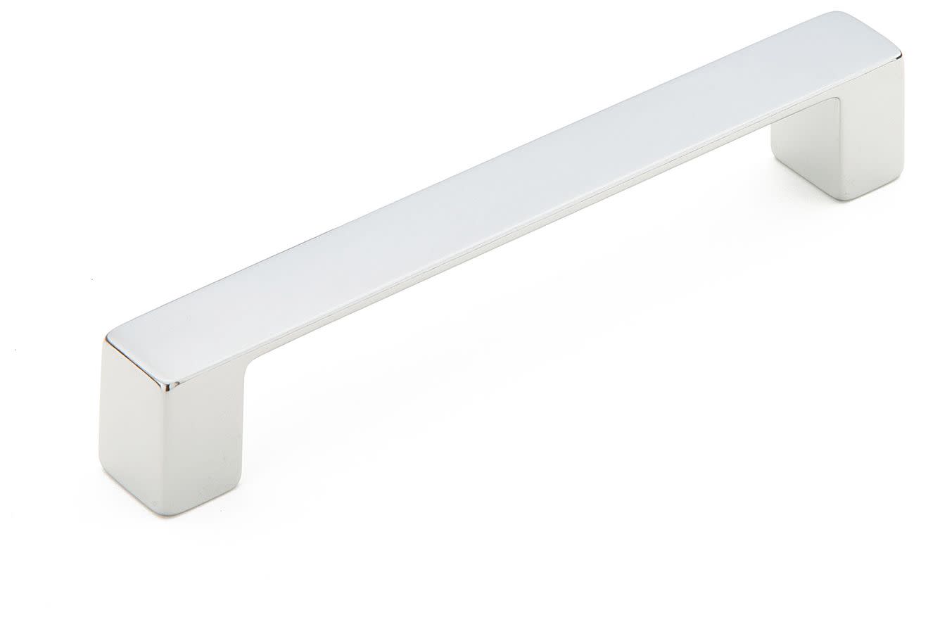 Schaub and Company 221 Classico 5-1/16" Center to Center Square Angle Cabinet Handle / Drawer Pull - Made in Italy Polished Chrome Cabinet Hardware