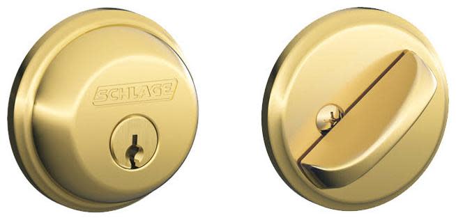 Photos - Door Lock Schlage B60 Single Cylinder Keyed Entry Grade 1 Deadbolt from the B-Series Lifetime Polished Brass Door Hardware Deadbolts K