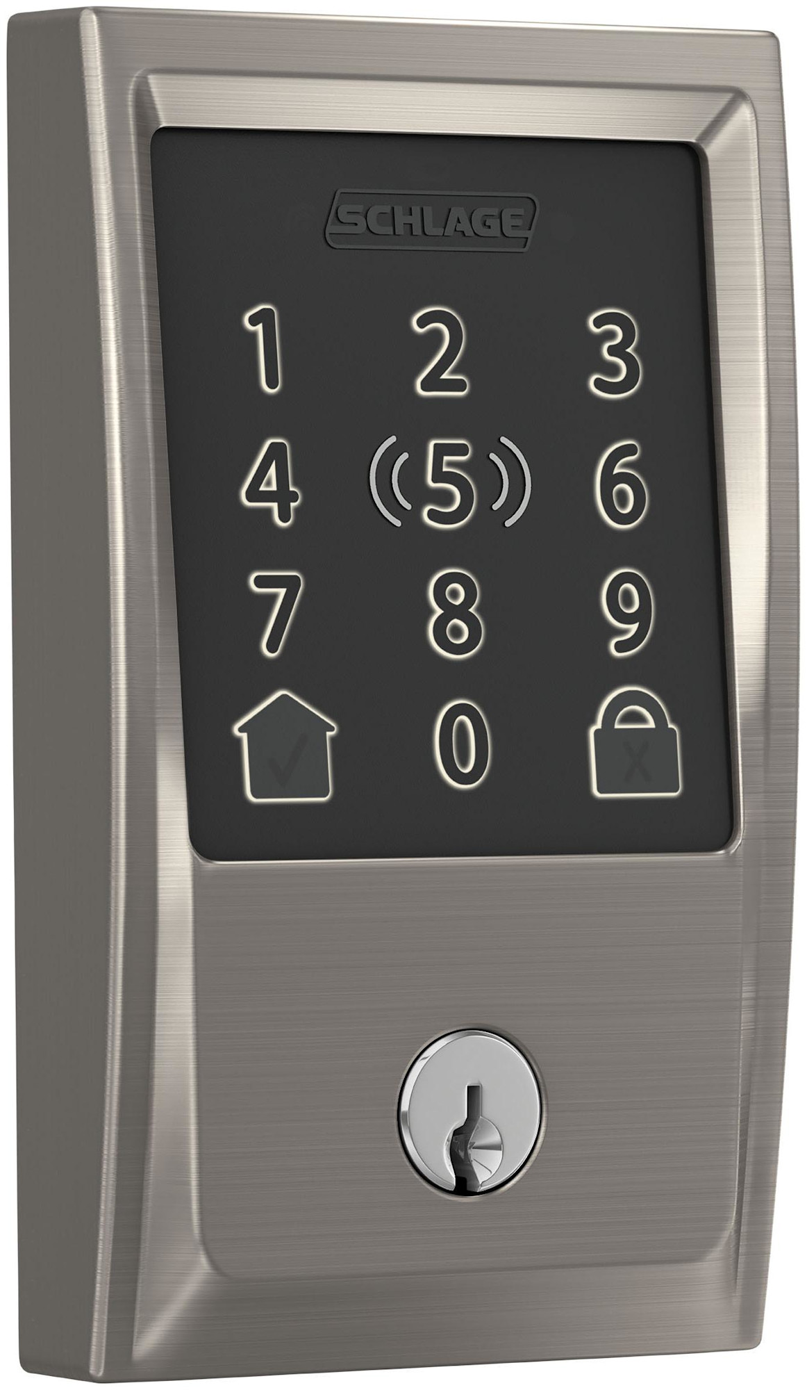 Schlage BE499WB-CEN Encode Plus Century Touchscreen Electronic Deadbolt with WiFi Satin Nickel Door Hardware Deadbolts Keyless Entry Deadbolts