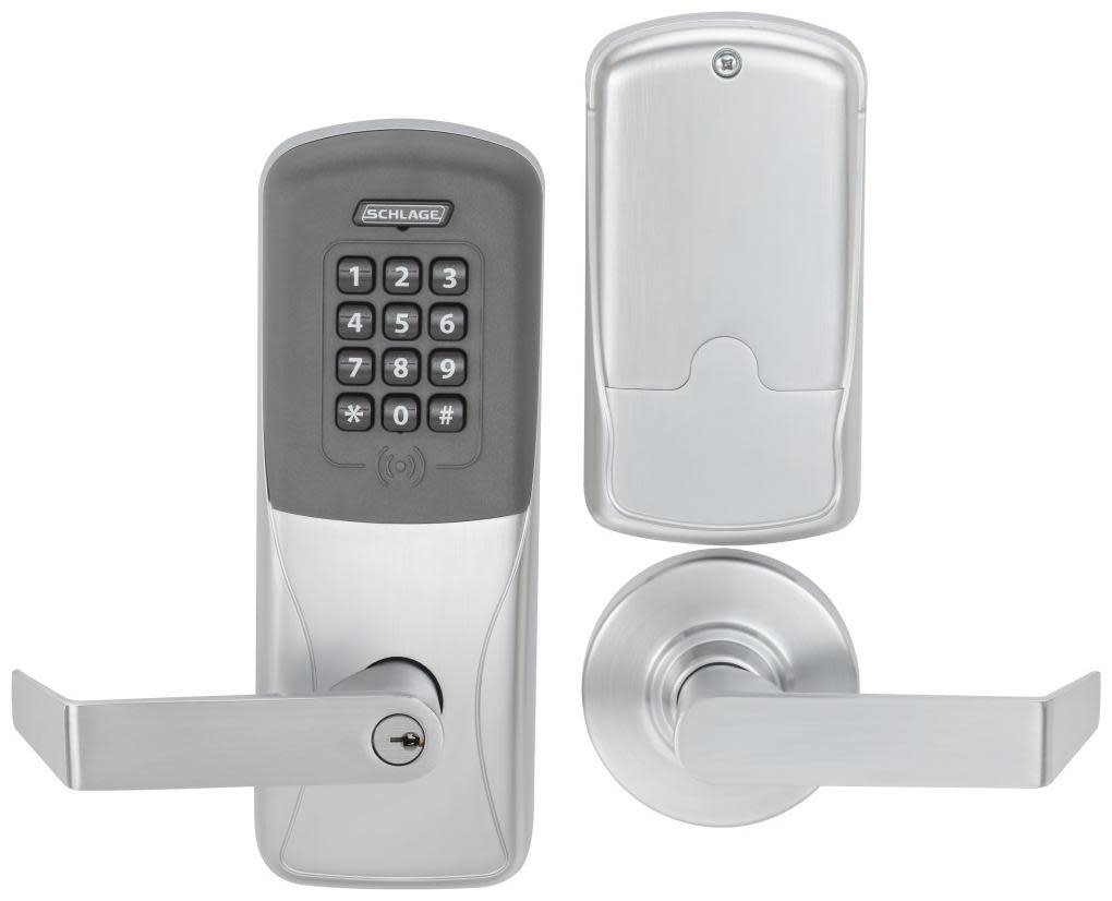 Schlage CO-200-CY-70-PRK-RHO CO-Series Commercial Electronic Cylindrical Lock with Proximity / Keypad and Rhodes Lever Satin Chrome Door Hardware Door
