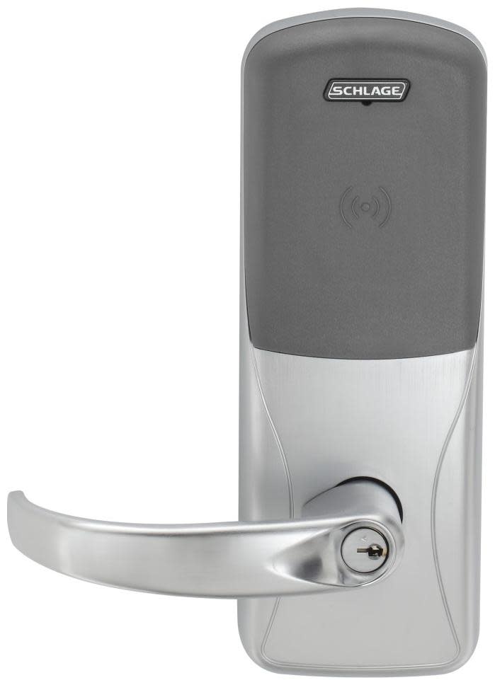Schlage CO-200-CY-70-PR-SPA CO-Series Commercial Electronic Cylindrical Lock with Proximity and Sparta Lever Satin Chrome Door Hardware Door Levers