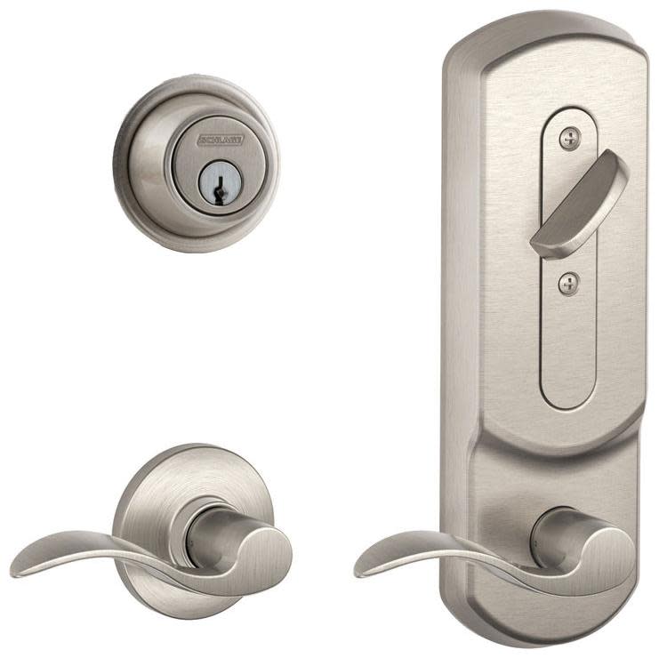 Schlage CS210RD-ACC-PLY-LH CS200-Series Commercial Grade 2 Interconnected Left Handed Accent Entry Lever Set and Full Interchangeable Core Deadbolt