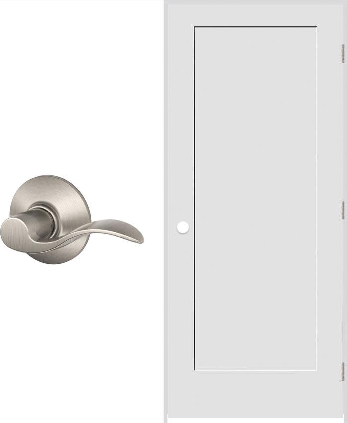 Schlage F10ACC-26688401RH6916 30" W x 80" H Single Panel Right Handed Interior Prehung Door with 6-9/16" Door Jamb and Accent Passage Door lever Set