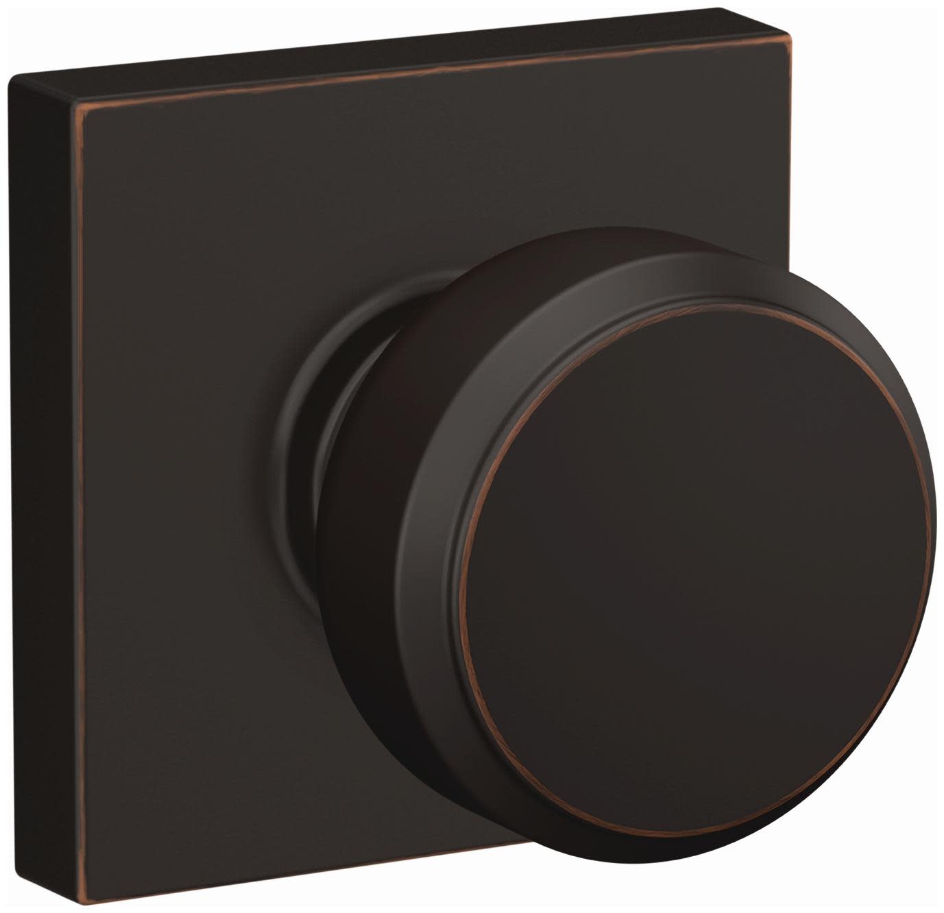 Photos - Door Handle Collins Schlage F10-BWE-COL Bowery Passage Door Knob Set with  Trim Aged Bronze Door Hardware Door Knobs Passage Door Knobs F 
