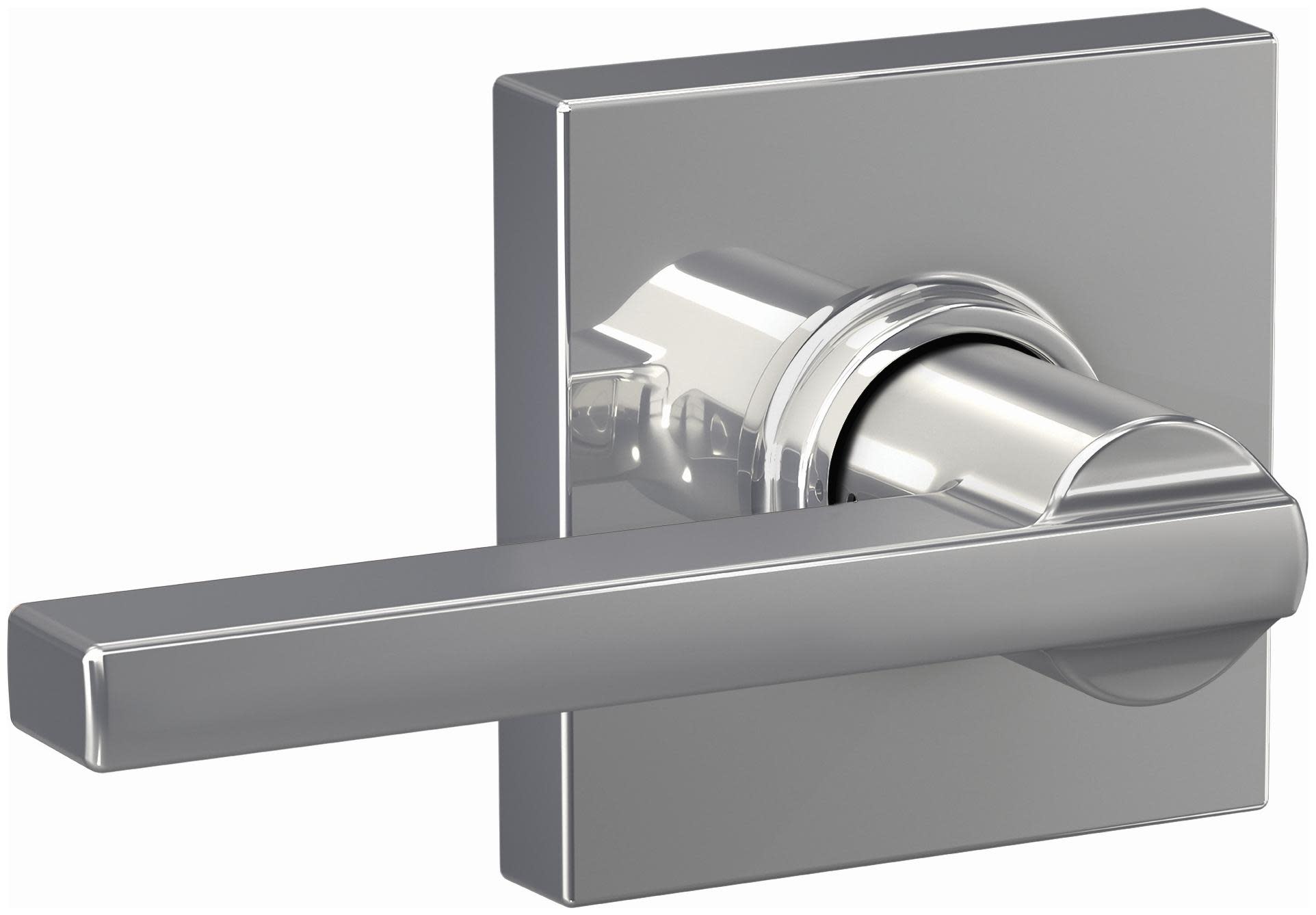 Photos - Door Handle LATITUDE Schlage F10-LAT-COL  Passage Door Lever Set with Collins Trim Bright Chrome Door Hardware Door Levers Passage Door L 