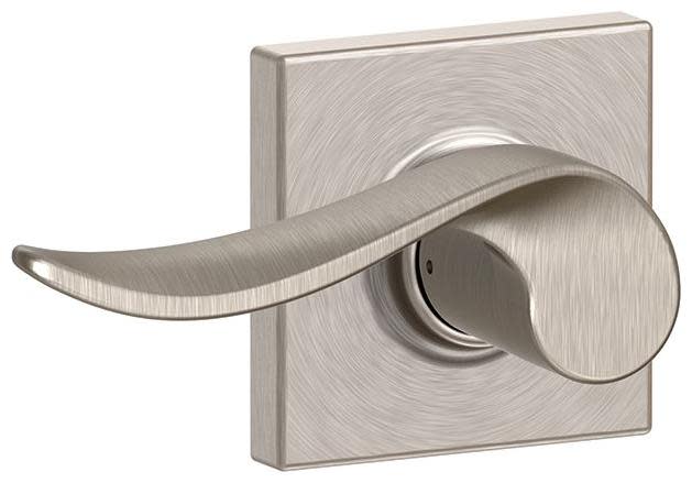 Photos - Door Handle Collins Schlage F10-SAC-COL Sacramento Passage Door Lever Set with Decorative  Trim Satin Nickel Door Hardware Door Levers Pa 