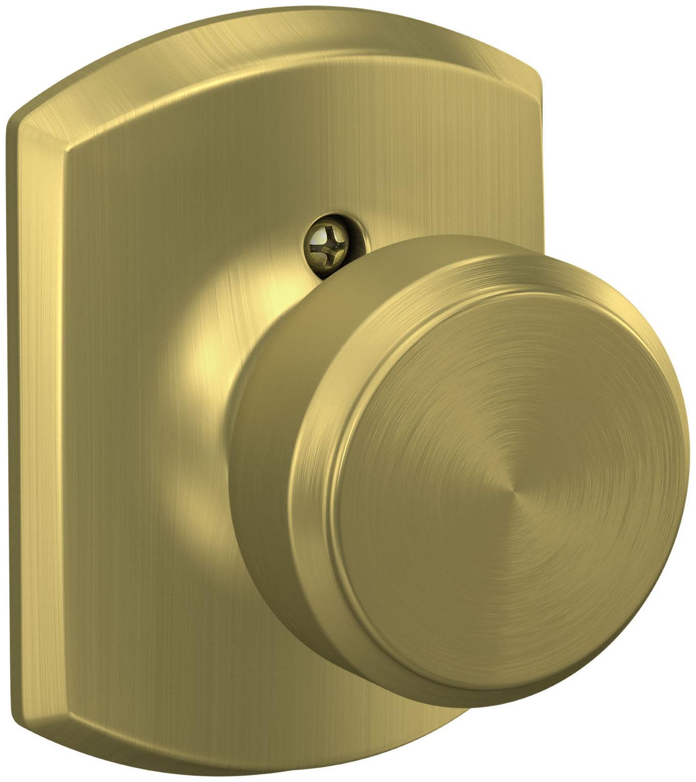Photos - Door Handle Schlage F170-BWE-GRW Bowery Non-Turning One-Sided Dummy Door Knob with Decorative Greenwich Rose Satin Brass Door Hardware D
