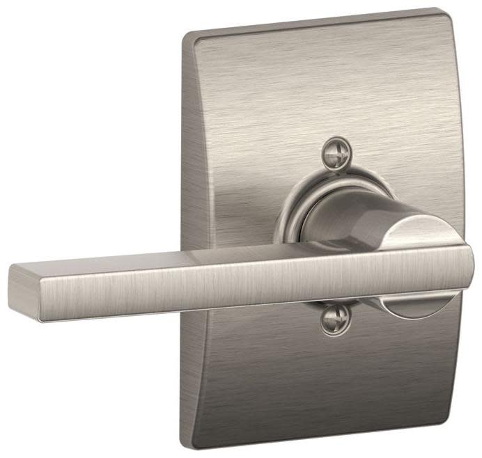 Photos - Door Handle LATITUDE Schlage F170-LAT-CEN  Non-Turning One-Sided Dummy Door Lever with Decorative Century Trim Satin Nickel Door Hardware 