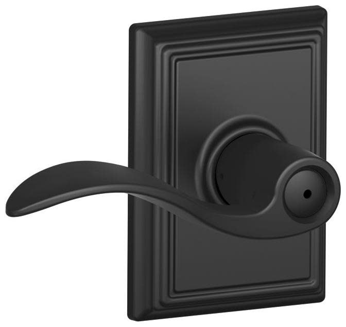 Photos - Door Handle Accent Schlage F40-ACC-ADD  Privacy Door Lever Set with Decorative Addison Trim Matte Black Door Hardware Door Levers Privacy 