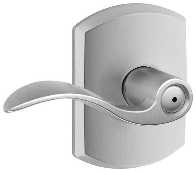 Schlage F40-ACC-GRW Accent Privacy Door Lever Set with Decorative Greenwich Trim Satin Chrome Door Hardware Door Levers Privacy Door Levers