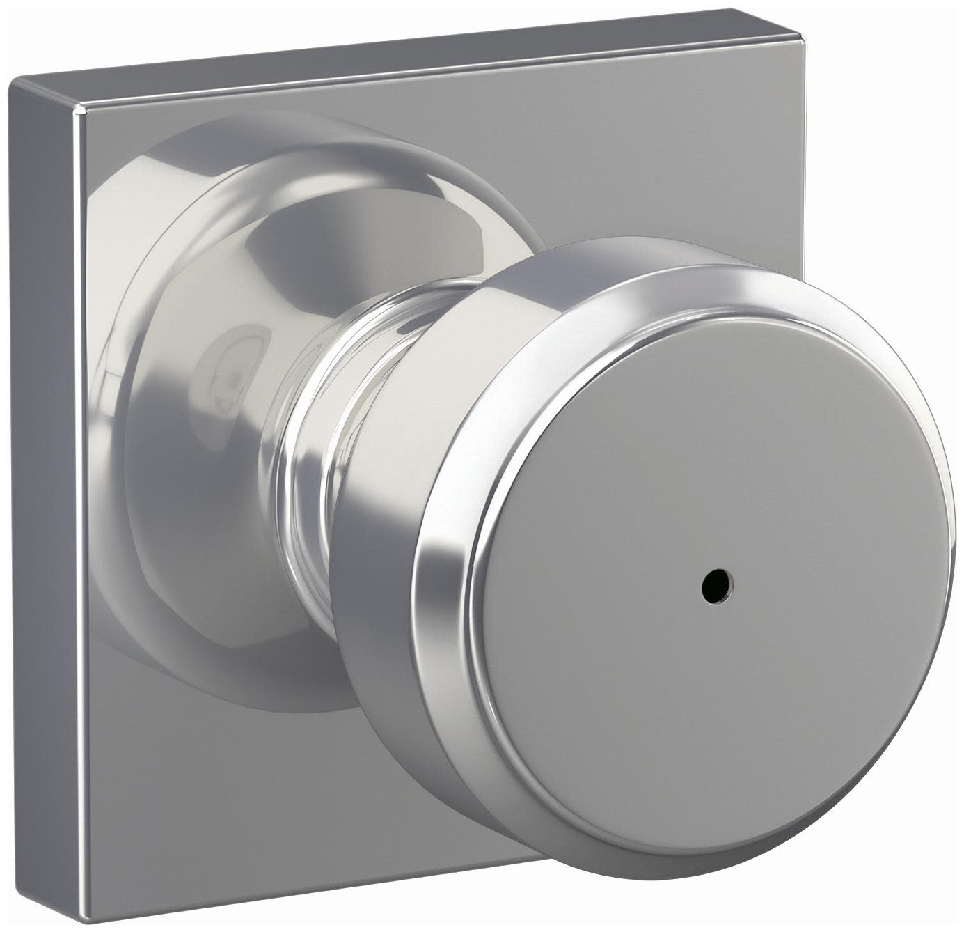 Photos - Door Handle Collins Schlage F40-BWE-COL Bowery Privacy Door Knob Set with  Trim Bright Chrome Door Hardware Door Knobs Privacy Door Knobs 
