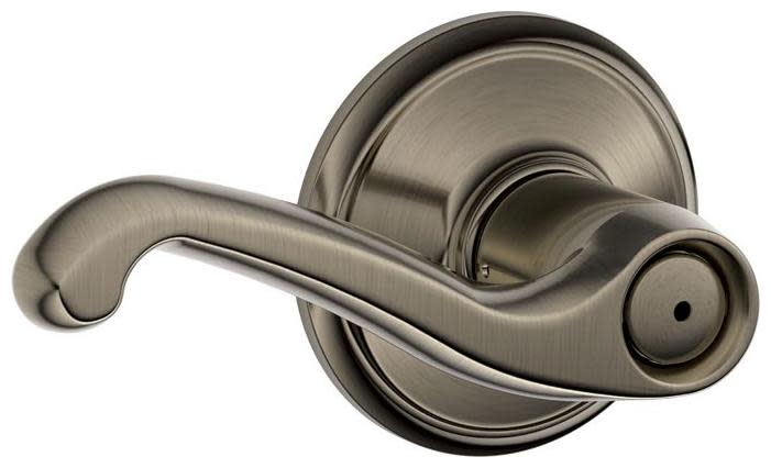 Photos - Door Handle Flair Schlage F40-FLA  Privacy Door Lever Set Antique Pewter Door Hardware Door Levers Privacy Door Levers F40FLA620 