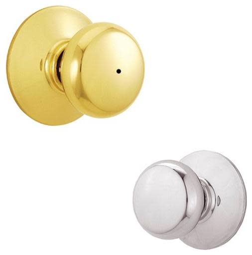 Photos - Door Handle Bright Schlage Plymouth Privacy Lock Door Knobset - Polished Brass x Polished Chrome - F40PLY605625 F40PLY605625