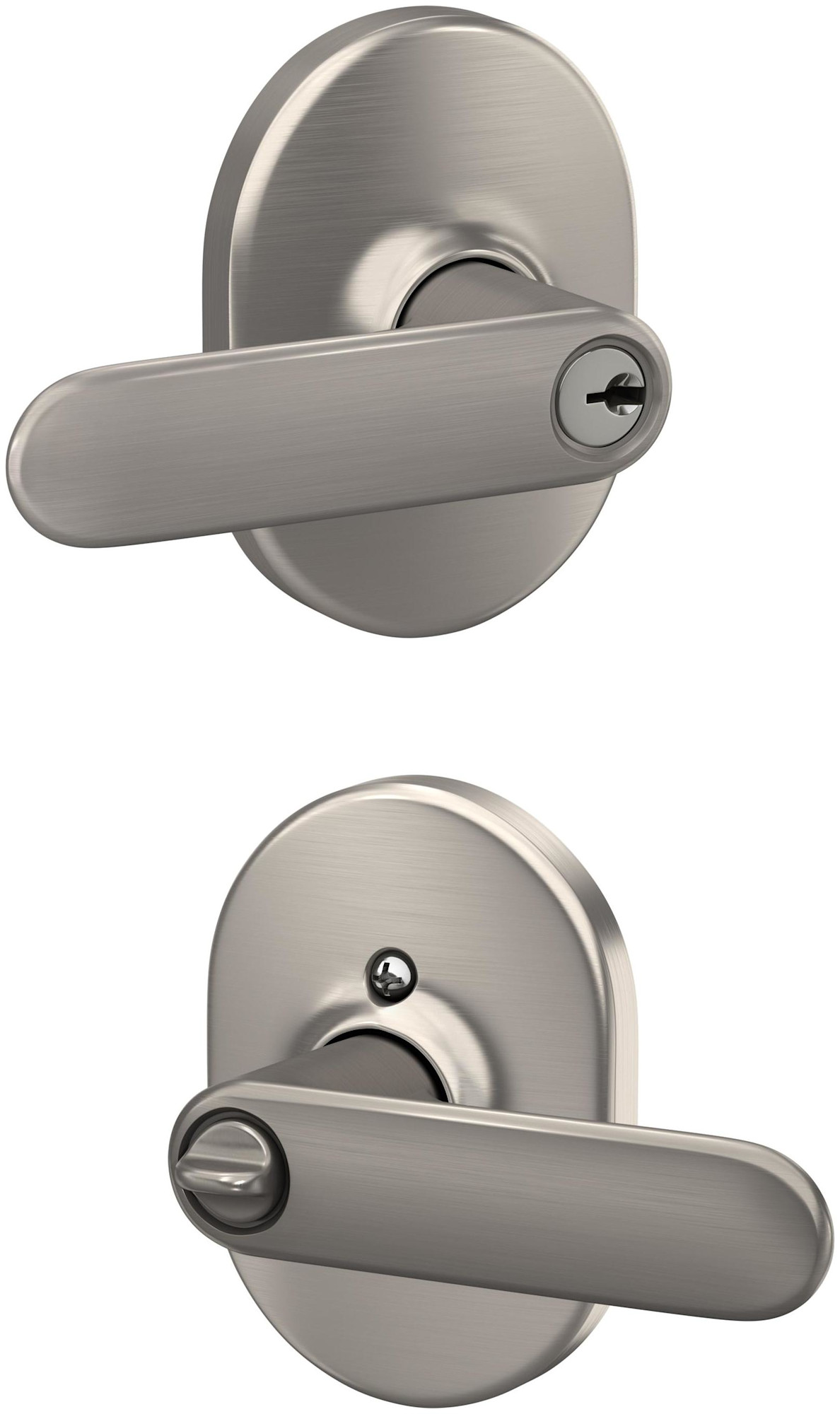 Schlage F51A-DAV-RMN Davlin Single Cylinder Keyed Entry Door Lever Set with Decorative Remsen Trim Satin Nickel Door Hardware Door Levers Keyed Entry