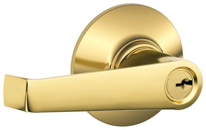 Photos - Door Handle Elan Schlage F51-ELA  Single Cylinder Keyed Entry Door Lever Set with Emergency Egress Polished Brass Door Hardware Door Leve 