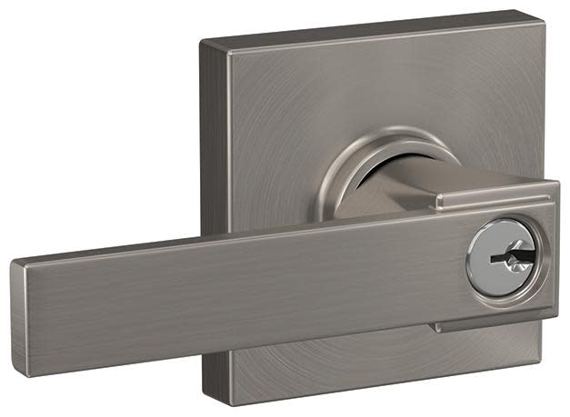 Photos - Door Handle Collins Schlage F51A-NBK-COL Northbrook Single Cylinder Keyed Entry Door Lever Set with  Trim Satin Nickel Door Hardware Door 