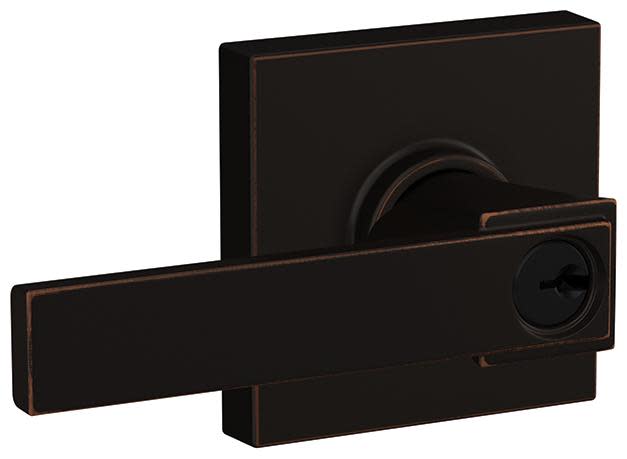 Photos - Door Handle Collins Schlage F51A-NBK-COL Northbrook Single Cylinder Keyed Entry Door Lever Set with  Trim Aged Bronze Door Hardware Door 