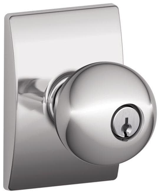 Photos - Door Handle Century Schlage F51-ORB-CEN Orbit Keyed Entry Single Cylinder Door Knob Set with Decorative Trim Bright Chrome Door Hardware