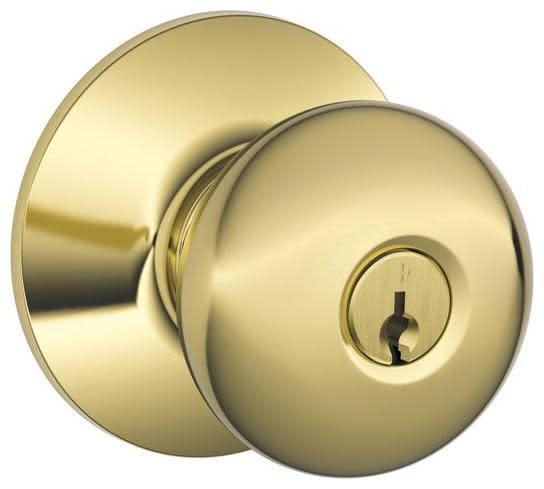 Photos - Door Handle Panic Schlage Plymouth Keyed Entry Proof Door Knobset - Lifetime Polished Brass - F51APLY505 F51APLY505