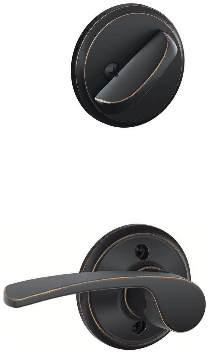Photos - Door Handle Merano Schlage F59-MER-RH  Right Handed Single Cylinder Interior Pack - Exterior Handleset Sold Separately Aged Bronze Door H 