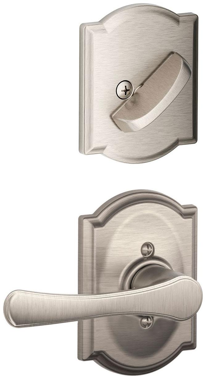 Schlage F59-VLA-CAM Avila Interior Pack Door Lever with Camelot Rosette for Schlage Handlesets - Exterior Handleset Sold Separately Satin Nickel Door