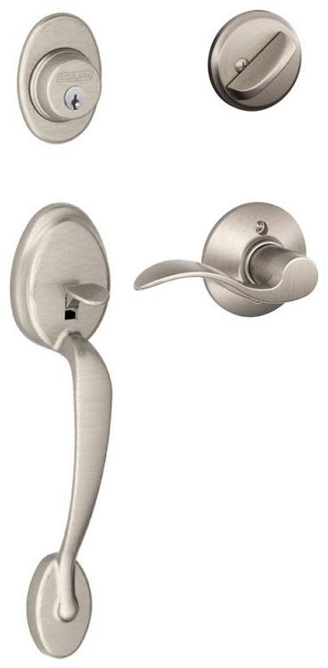 Photos - Interior Door Accent Schlage F60-PLY-ACC-LH Plymouth Left Handed Sectional Single Cylinder Keyed Entry Handleset with  Lever Satin Nickel D 
