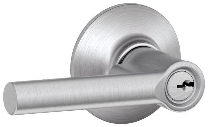 Schlage F80-BRW Broadway Single Cylinder Keyed Entry Storeroom Door Lever Set Satin Chrome Commercial Door Hardware Door Levers Keyed Entry Door