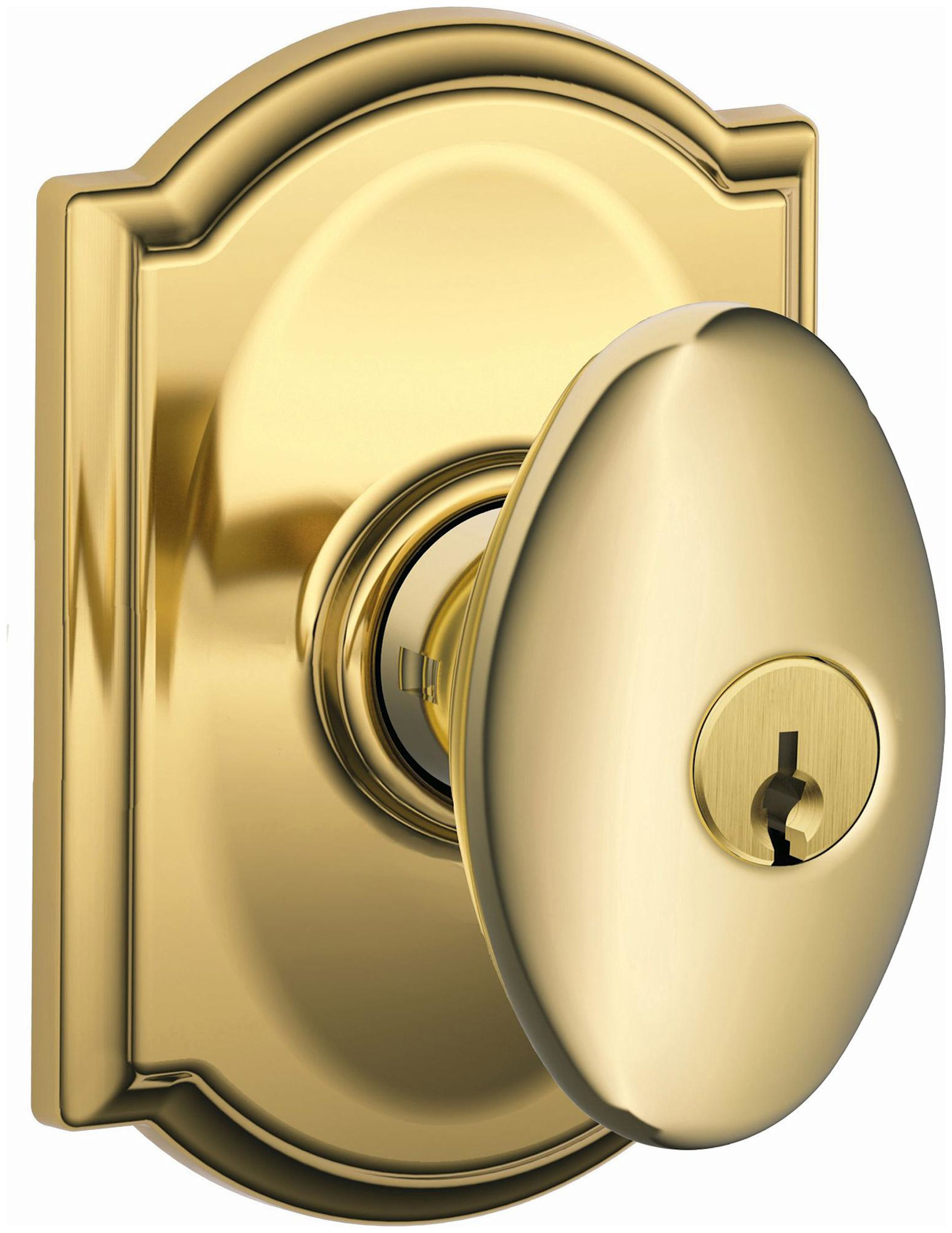 Schlage Siena Single Cylinder Keyed Entry Storeroom Door Knobset - Lifetime Polished Brass - F80SIE505CAM