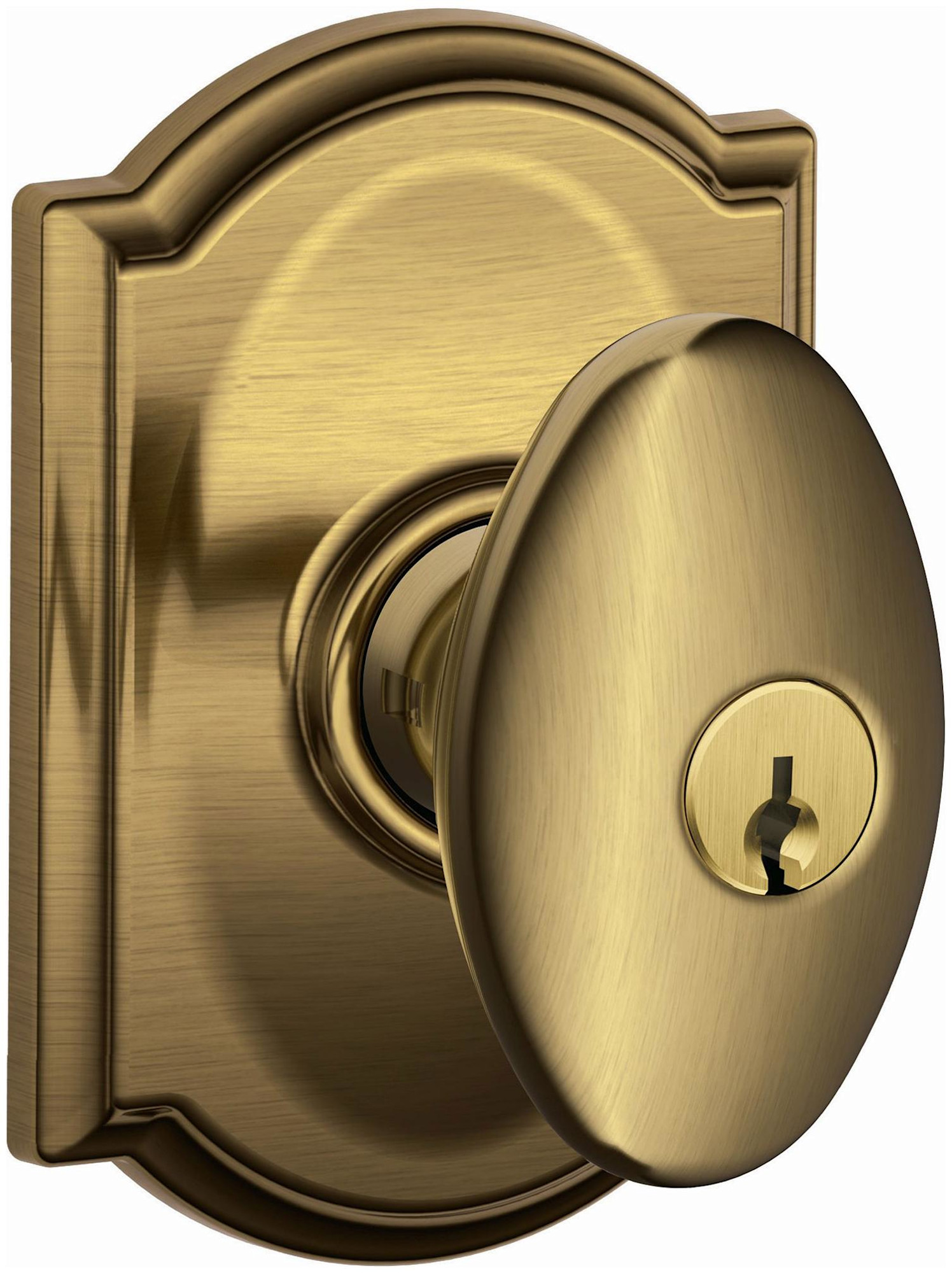 Schlage Siena Single Cylinder Keyed Entry Storeroom Door Knobset - Antique Brass - F80SIE609CAM