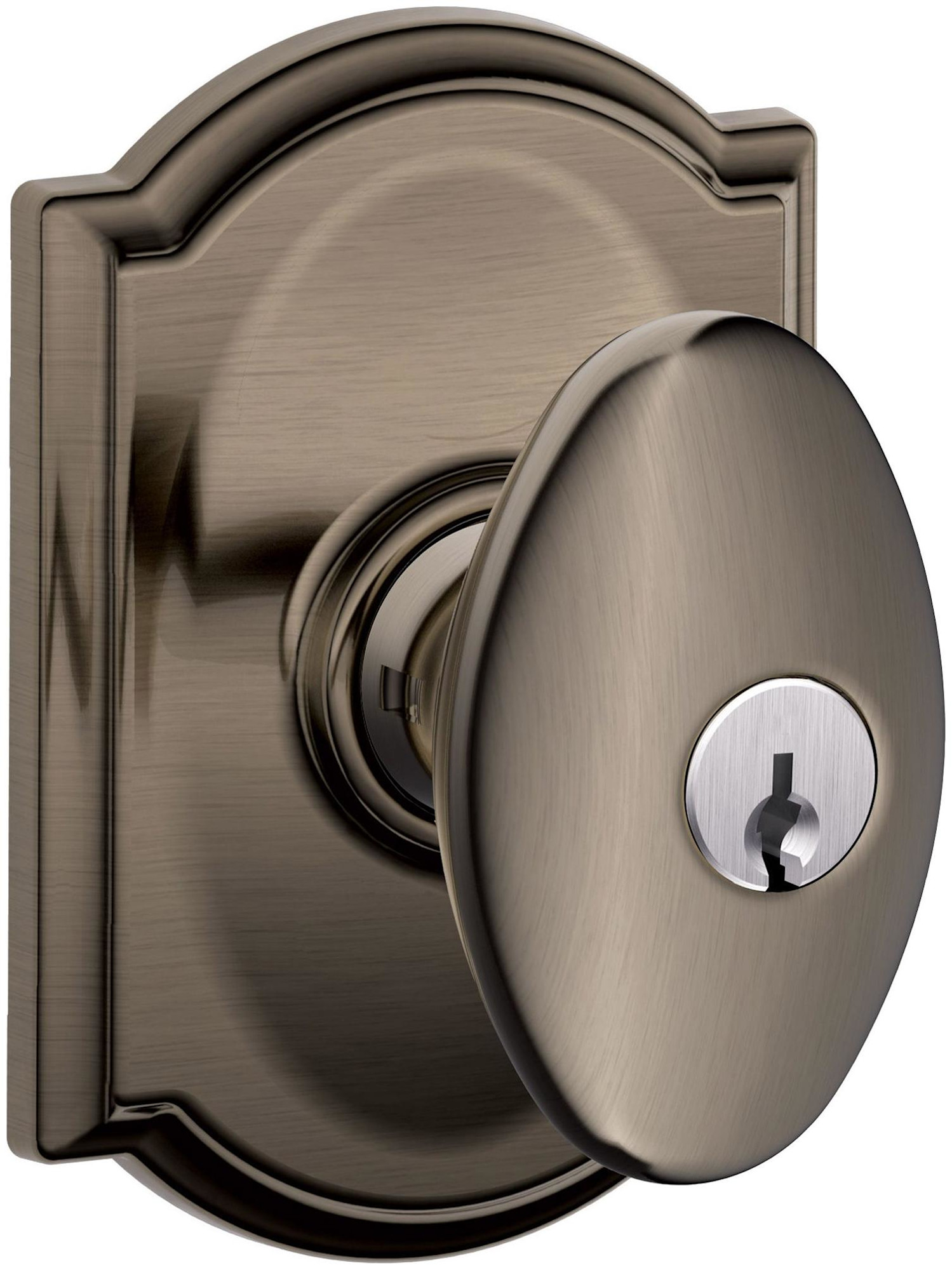 Schlage Siena Single Cylinder Keyed Entry Storeroom Door Knobset - Antique Pewter - F80SIE620CAM