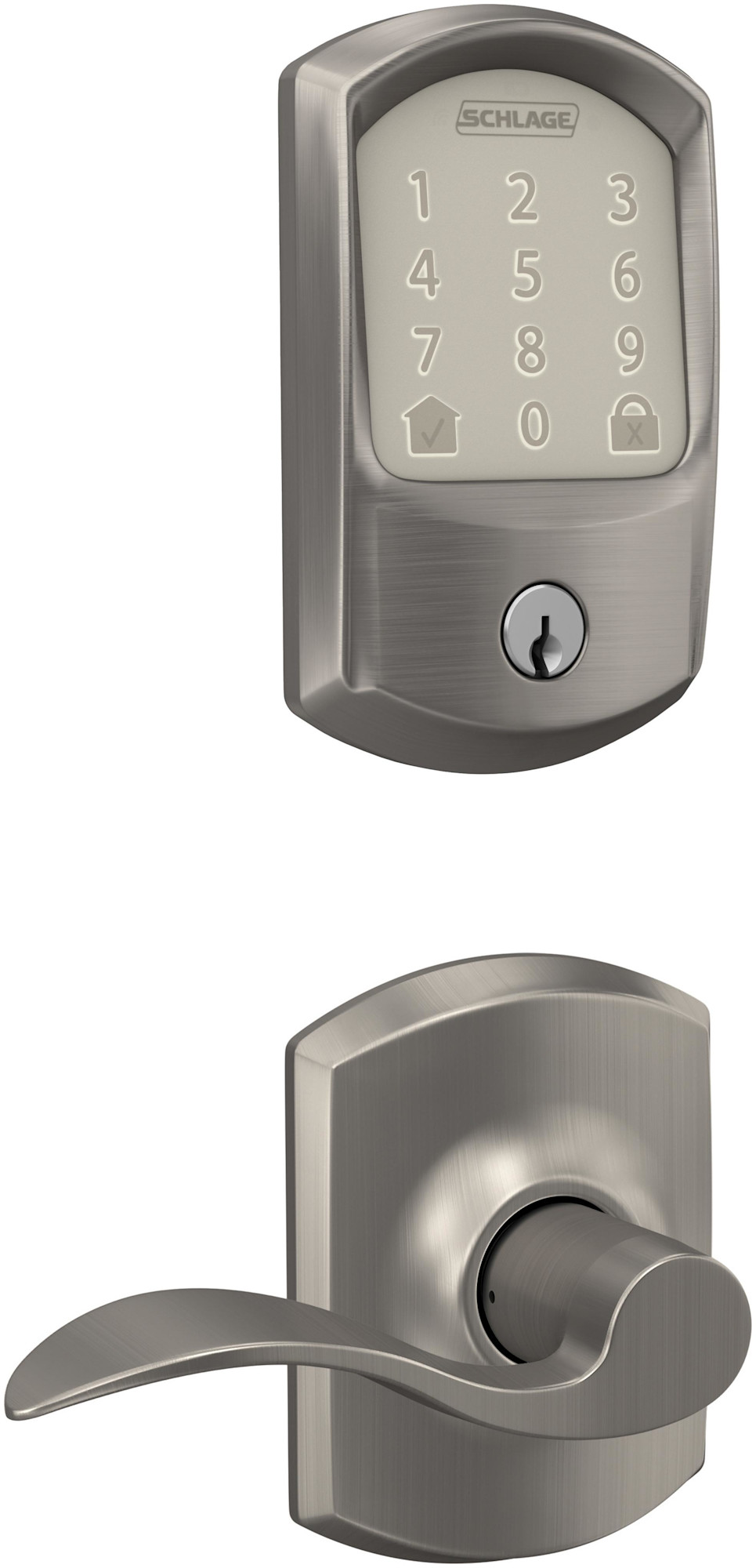 Schlage FBE489WB-GRW-ACC-GRW Encode Greenwich Electronic Keyless Entry Deadbolt Combo Pack with Accent Interior Lever and Decorative Greenwich Trim