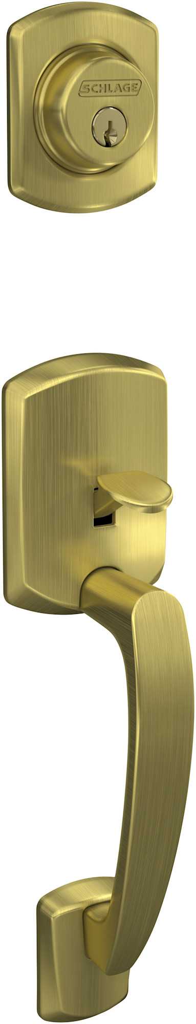 Schlage FC58-GRW Custom Greenwich Single Cylinder Keyed Entry Sectional Handleset - Exterior Only Satin Brass Door Hardware Handlesets Keyed Entry