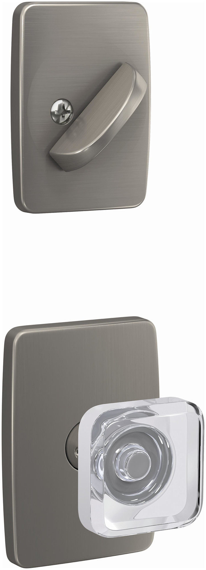 Schlage FC59-KYL-GEE Custom Single Cylinder Keyed Entry Interior Only Pack with Kyle Lever and Greene Trim Satin Nickel Door Hardware Handlesets Keyed