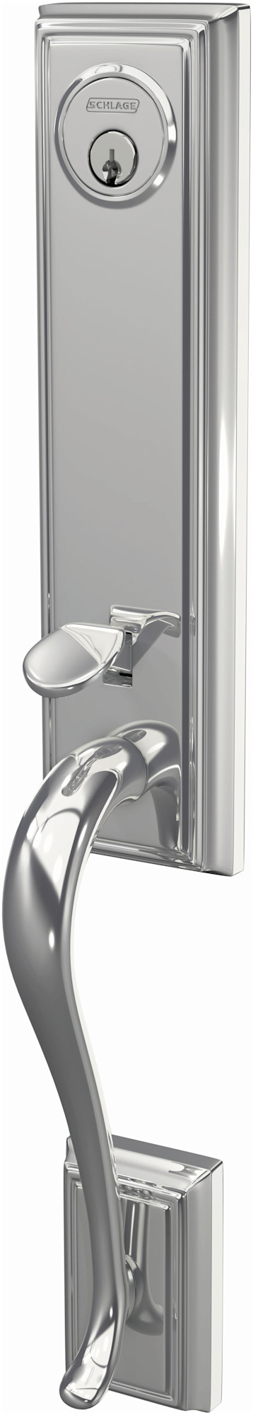 Schlage FCT58-ADD Custom Addison Keyed Entry Single Cylinder Half Plate Handleset - Exterior Only Bright Chrome Door Hardware Handlesets Keyed Entry