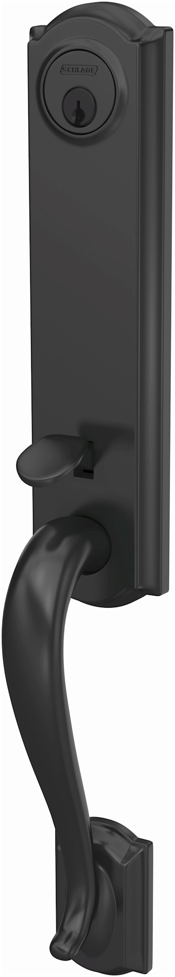 Schlage FCT58-CAM Custom Camelot Keyed Entry Single Cylinder Half Plate Handleset - Exterior Only Matte Black Door Hardware Handlesets Keyed Entry