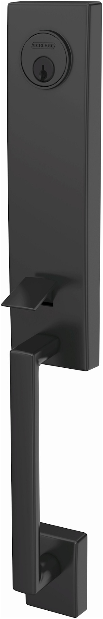 Schlage FCT58-CEN Custom Century Keyed Entry Single Cylinder Half Plate Handleset - Exterior Only Matte Black Door Hardware Handlesets Keyed Entry