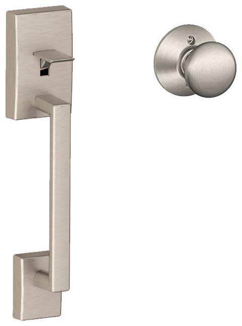 Schlage FE285-CEN-PLY Century Lower Handle Set for Schlage Deadbolts with Plymouth Interior Knob Satin Nickel Door Hardware Handlesets Handleset