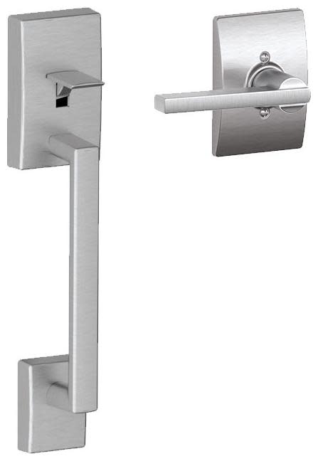 Schlage FE285-CEN-LAT-CEN Century Lower Handle Set for Schlage Deadbolts with Latitude Interior Lever and Century Decorative Rose Satin Chrome Door