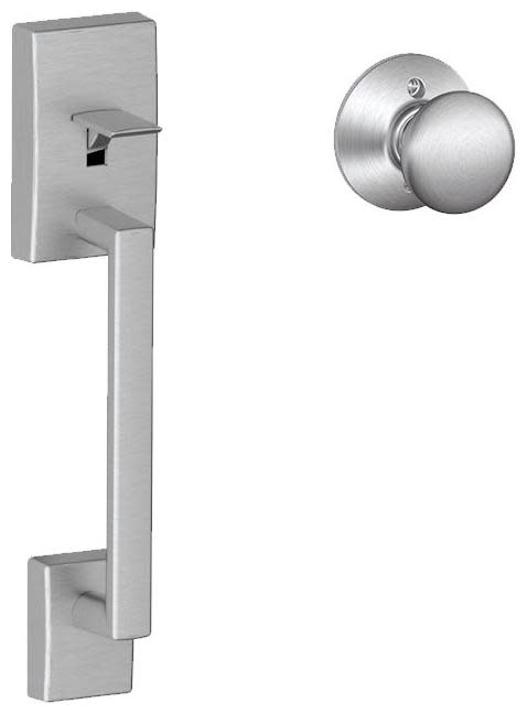 Schlage FE285-CEN-PLY Century Lower Handle Set for Schlage Deadbolts with Plymouth Interior Knob Satin Chrome Door Hardware Handlesets Handleset