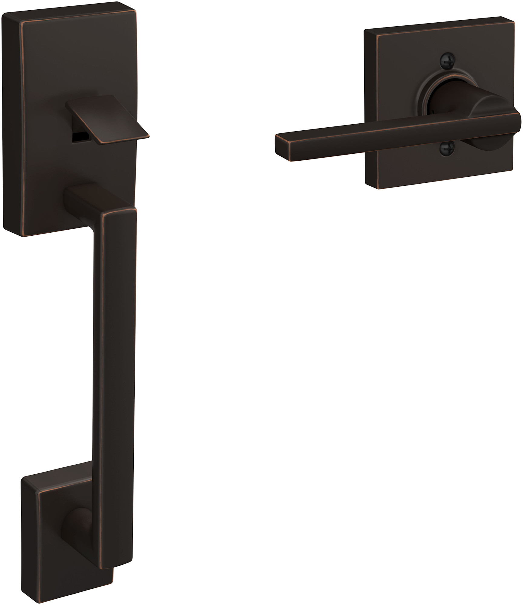 Photos - Door Handle Century Schlage FE285-CEN-LAT-COL Lower Half Handleset for Schlage Deadbolts with Latitude Lever Aged Bronze Door Hardware H