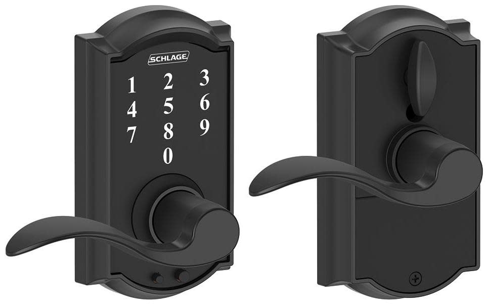 Photos - Door Handle Camelot Schlage FE695-CAM-ACC  Touch Entry Door Lever Set with Accent Lever Matte Black Door Hardware Door Levers Keyless Ent 