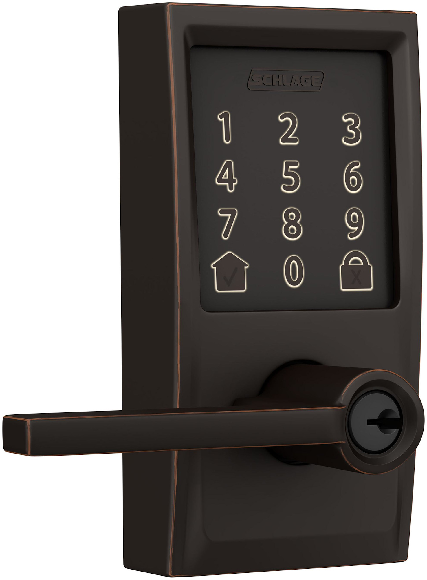Photos - Door Handle LATITUDE Schlage FE789WB-CEN-LAT Encode WiFi Enabled Electronic Keypad  Door Lever with Century Trim Aged Bronze Door Hardwar 