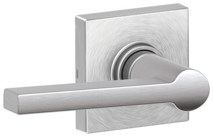 Photos - Door Handle Collins Schlage J10-SOL-COL Solstice Passage Door Lever Set with Decorative  Trim from the J-Series Satin Chrome Door Hardwar 